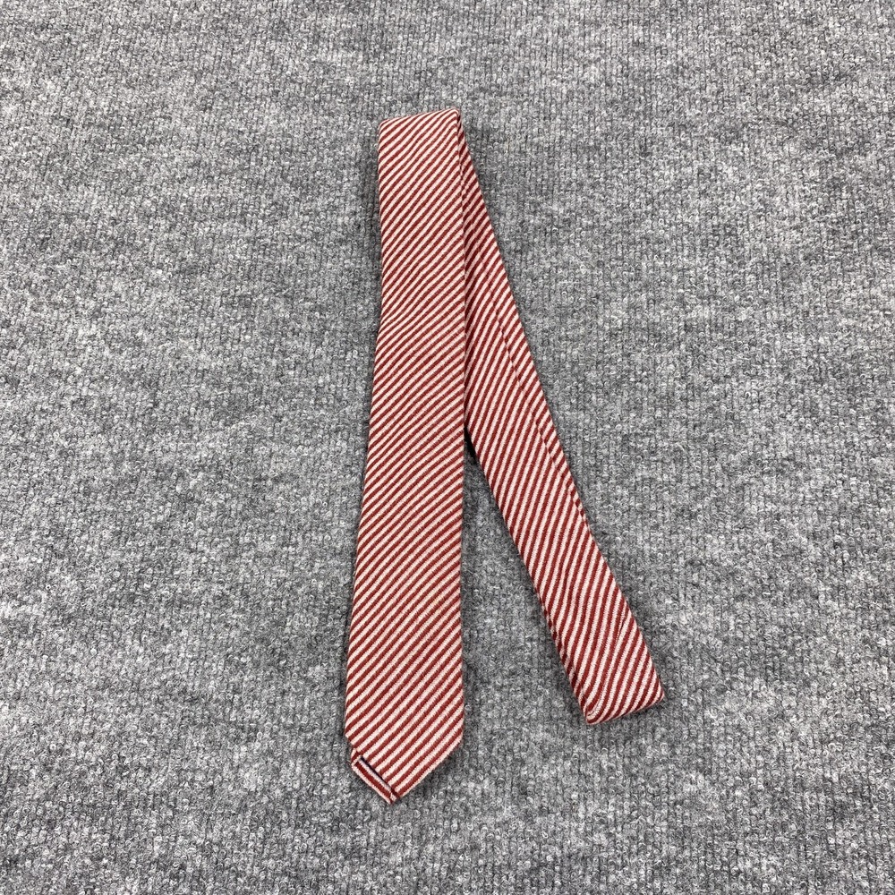 Original Penguin Tie Mens Red Striped 100% Cotton Slim Twill Necktie
